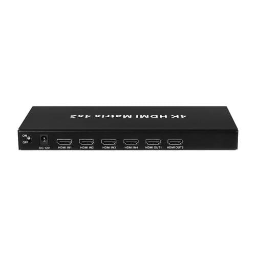 Conmutador de Matriz HDMI Measy Mt4342 4K 30 Hz 4 Entradas 2 Salidas con Conmutación sin Interrupciones (Negro) Enchufe Británico