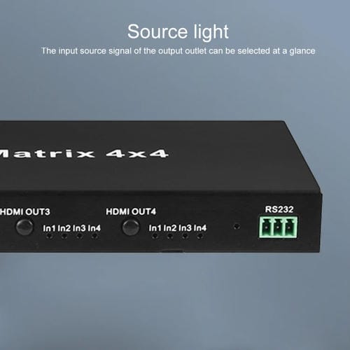 Conmutador de Matriz HDMI Measy Mt4344 4K 30 Hz 4 Entradas 4 Salidas Compatible con Conmutación sin Interrupciones (Negro) Enchufe Británico