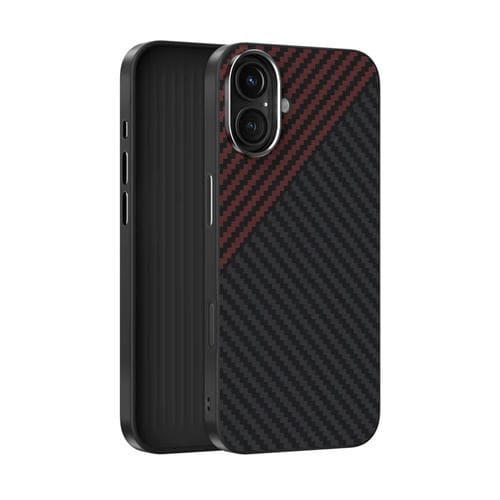 Funda para Teléfono Abeel C Carbon Fiber Series 6D Micro Relief Magsafe para iPhone 16 (Negro y Rojo)
