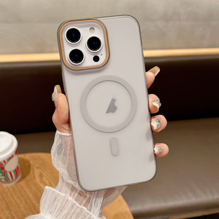 Funda para Teléfono Magsafe PC Tacto Suave Arena para iPhone 15 Pro (Gris Claro)