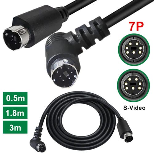 Cable de Audio/Video S-Video Mini Din 7 Pines 0,5 m (Recto a Codo)