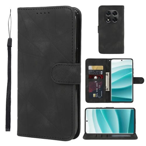 Funda de Cuero con Líneas Geométricas y Tacto de Piel para Redmi Note 14 Pro 5G (Negra)