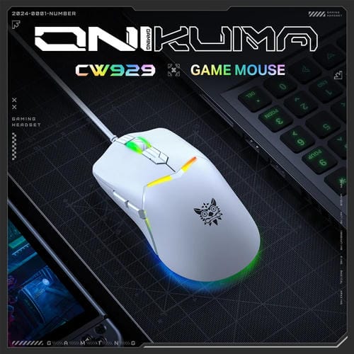 Ratón con Cable Onikuma CW929 RGB 6400Dpi (Blanco)