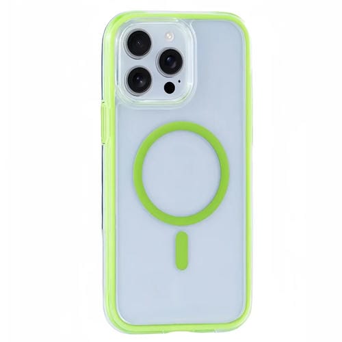 Funda para Teléfono Magsafe Serie Y2 iPhone 15 Pro Transparente (Verde Fluorescente)