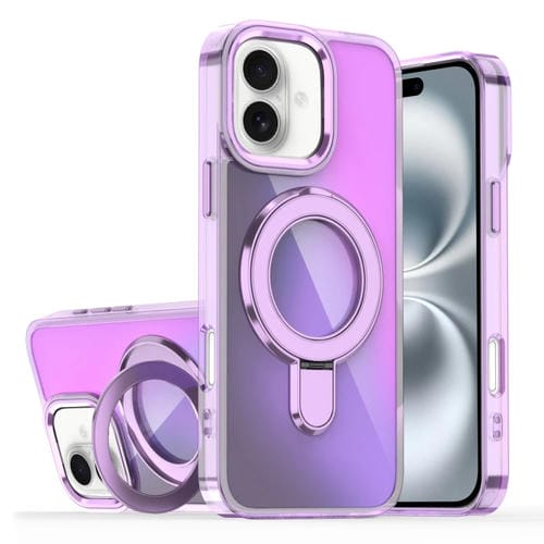 Estuche para Teléfono Magsafe iPhone 16 Soporte Revestimiento Degradado (Morado Transparente)