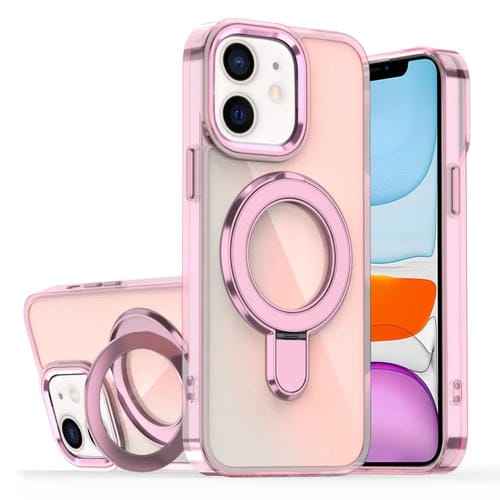 Estuche para Teléfono Magsafe iPhone 11 Soporte Revestimiento Degradado (Rosa Transparente)