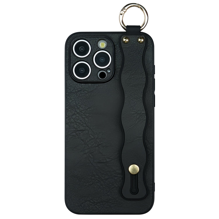 Funda TPU con Soporte para Pulsera Ondulada para iPhone 15 Pro (Negra)