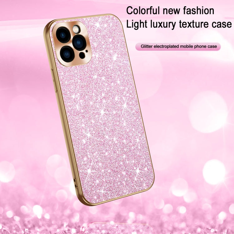 Estuche para Teléfono iPhone 13 Pro Anillo de Lente Textura Diamante Estrellado Galvanizado (Dorado)