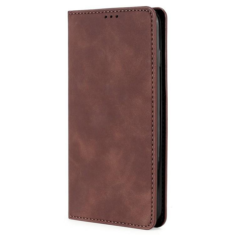 Funda de cuero magnética con textura de piel para Redmi A5 4G (171,7 mm) (marrón oscuro)