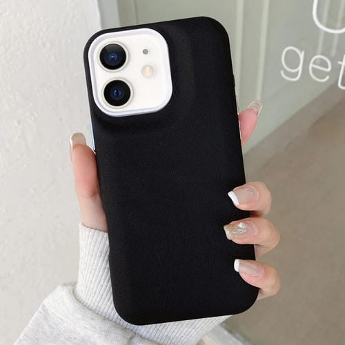Funda de Cuero para iPhone 12 con Textura (Negra)