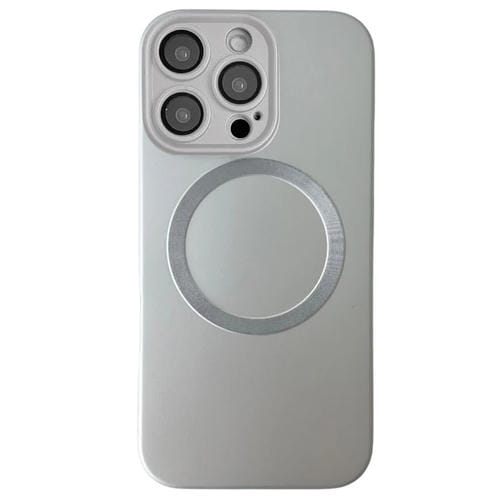 Funda para Teléfono TPU Magsafe iPhone 16 Pro Max Textura Cd Pintura Metalizada (Plateada)