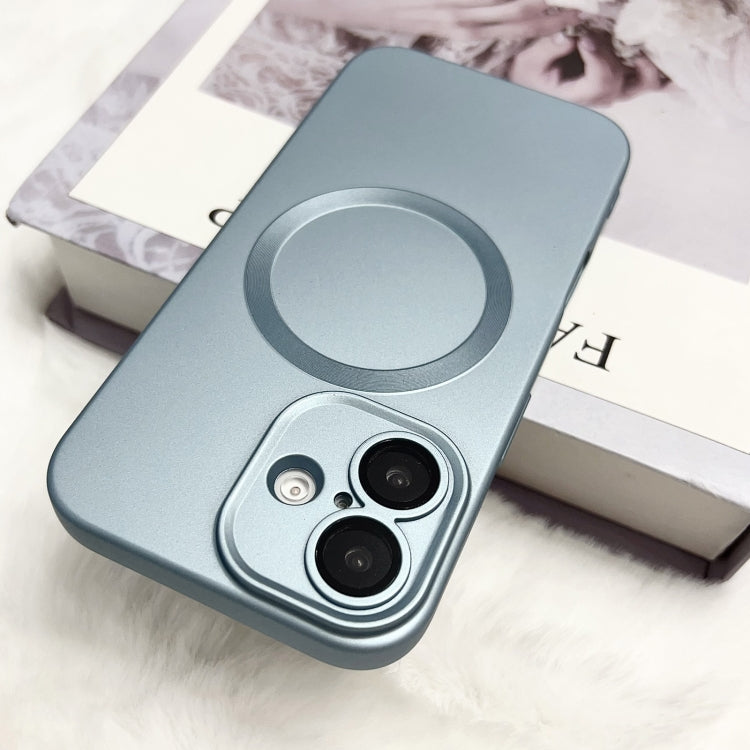 Funda para Teléfono TPU Magsafe iPhone 16 Textura Cd Pintura Metalizada (Azul Sierra)
