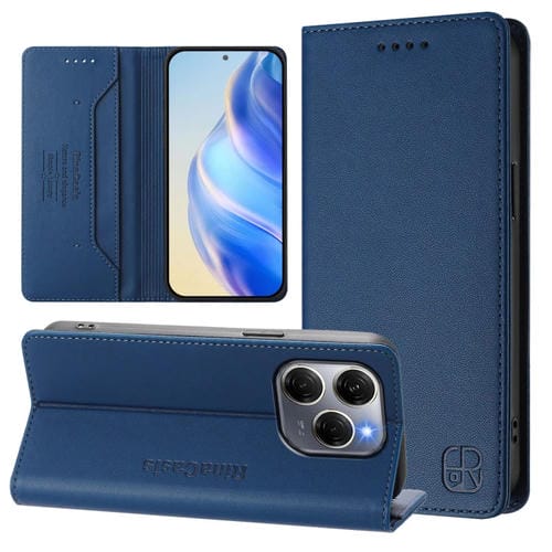 Funda de Cuero con Doble Pliegue y Succión Magnética Rfid para Tecno Spark 20 Pro 5G Rc01 (Azul Oscuro)