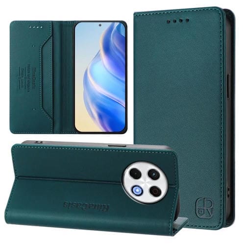 Funda Cuero Doble Pliegue Succión Magnética Rfid para Tecno Spark 30 Pro 4G Rc01 (Verde Oscuro)