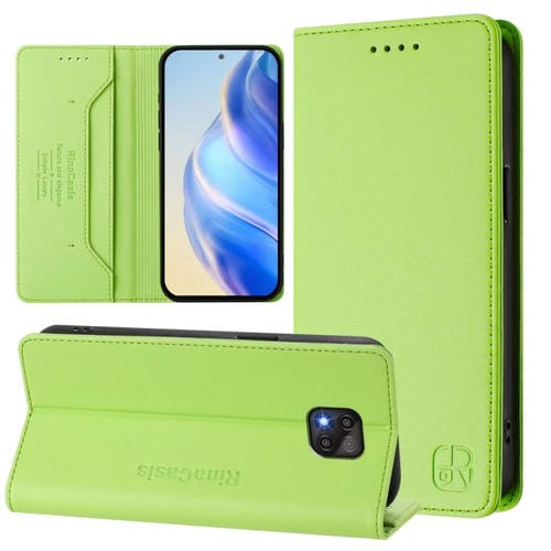 Funda de Cuero Motorola Moto G Power 2021 Rc01 con Doble Pliegue y Succión Magnética (Verde Hierba)