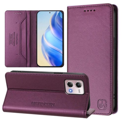 Funda de Cuero Motorola Moto G Stylus 4G 2023 Rc01 Doble Pliegue Succión Magnética (Violeta)