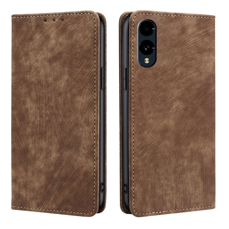 Funda de Cuero Magnética Antirrobo Rfid para Fujitsu Arrows We2 (Marrón)