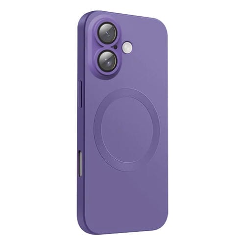 Funda de Silicona Líquida Magsafe para iPhone 16 Plus con Textura de Cd (Morado Oscuro)