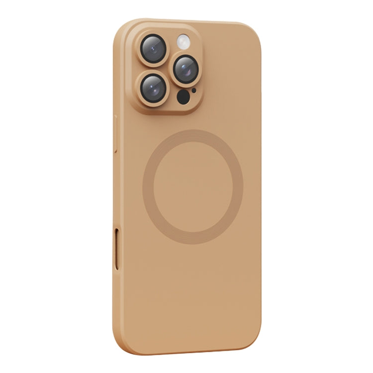 Funda de Silicona Líquida Magsafe con Textura de Cd para iPhone 16 Pro (Dorada)
