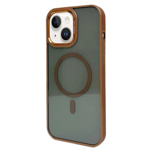Estuche para Teléfono Magsafe iPhone 15 Plus con Marco de Lente de Metal (Dorado)