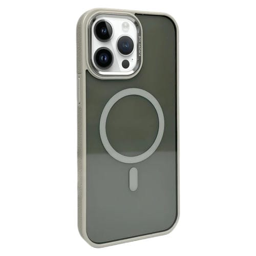 Funda para Teléfono con Marco de Lente de Metal Magsafe para iPhone 14 Pro Max (Gris)