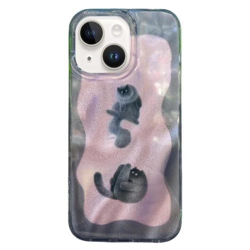 Funda TPU Doble Capa iPhone 15 Patrón Imd Gatos y Perros (Rosa)