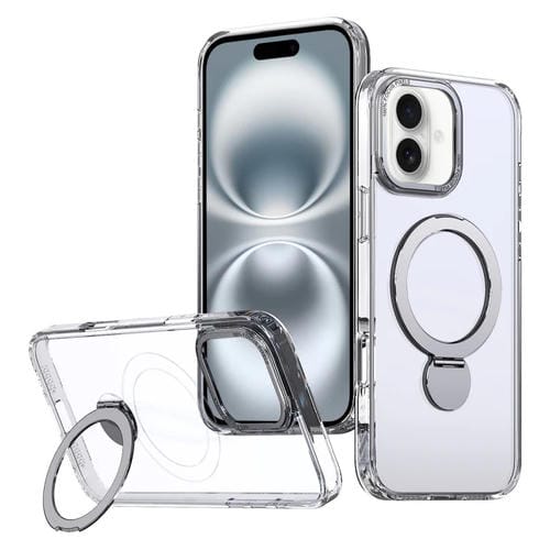 Estuche para Teléfono Wing Series Gen2 con Soporte de Anillo de Metal Magsafe para iPhone 16 Plus (Transparente)
