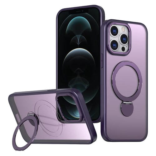 Funda para Teléfono Wing Series Gen2 con Soporte de Anillo de Metal Magsafe para iPhone 12 Pro Max (Morado Oscuro)