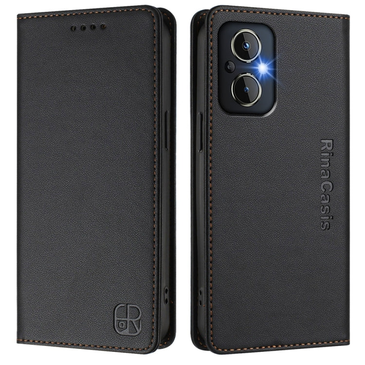 Funda de Cuero con Doble Pliegue y Succión Magnética para OnePlus Nord N20 5G Rc01 (Negra)