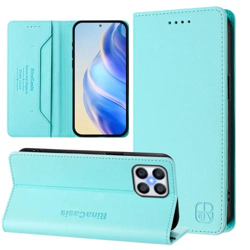Funda de Cuero Honor X8 4G X30I Play6T Pro Rc01 Doble Pliegue Succión Magnética Rfid (Verde Menta)