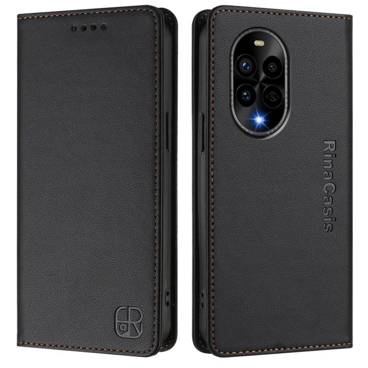 Funda de Cuero Huawei Nova 13 Pro Rc01 con Doble Pliegue y Succión Magnética (Negra)