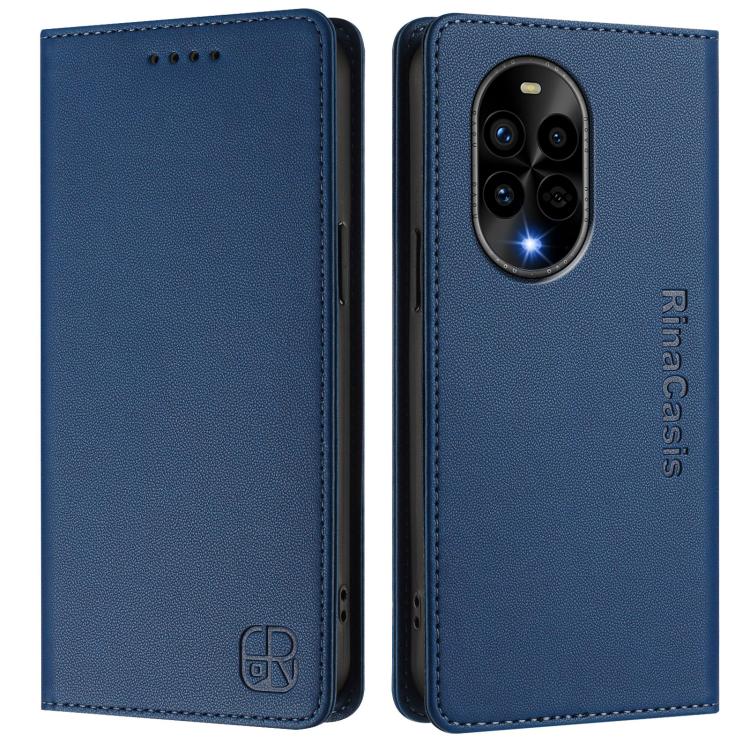 Funda de Cuero Huawei Nova 13 Pro Rc01 con Doble Pliegue y Succión Magnética (Azul Oscuro)