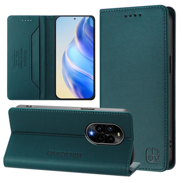 Funda de Cuero Huawei Nova 13 Pro Rc01 con Doble Pliegue y Succión Magnética (Verde Oscuro)