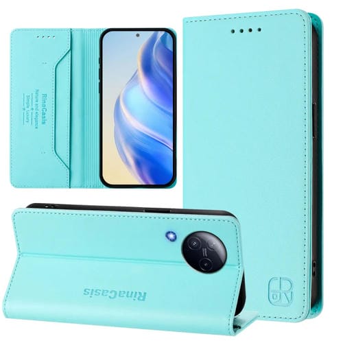 Funda de Cuero con Doble Pliegue y Succión Magnética Rfid para Xiaomi Civi 3 5G Rc01 (Verde Menta)