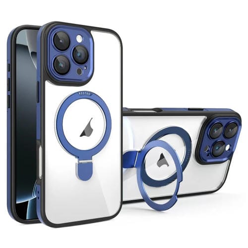 Funda Transparente con Soporte Magsafe para iPhone 16 Pro (Negro y Azul)