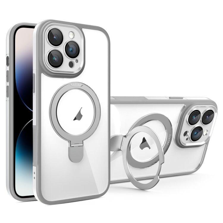 Funda Transparente con Soporte Magsafe para iPhone 14 Pro (Gris y Blanco)