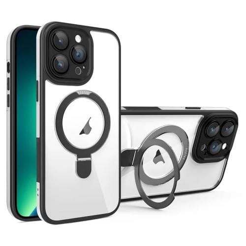 Funda Transparente con Soporte Magsafe para iPhone 13 Pro Max con PelĂcula de Cobertura Total (Negro y Blanco)