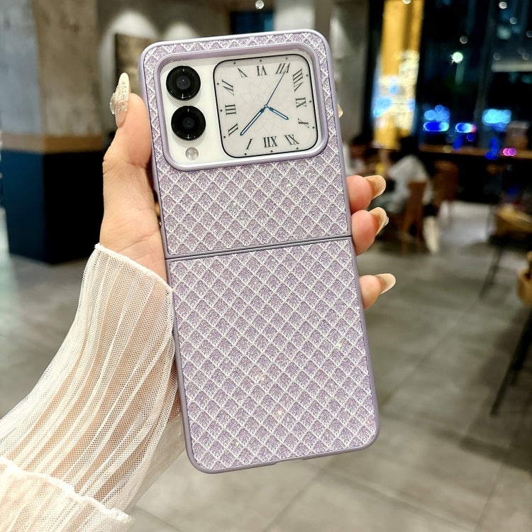 Funda para Teléfono Huawei Nova Flip Diseño de Rombos Diamantes Brillantes Pulsera de Seda (Morado)