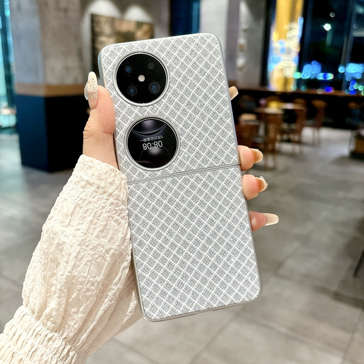 Funda para Teléfono Huawei Pocket 2 con Diseño de Rombos y Diamantes Brillantes (Plateada)