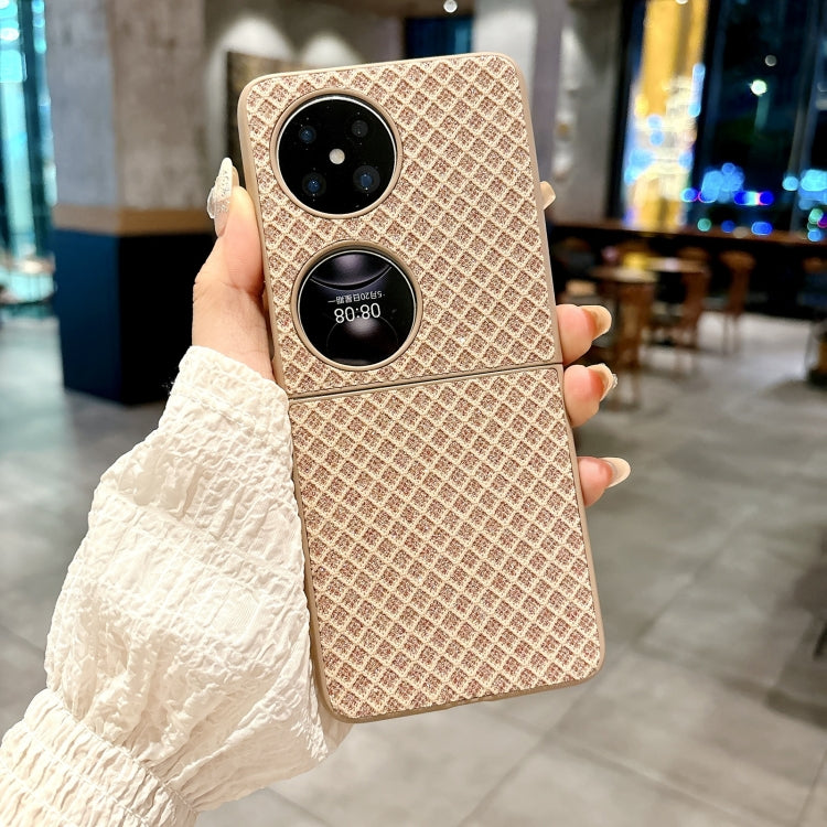 Funda para Teléfono Huawei Pocket 2 Diseño de Rombos y Diamantes Brillantes (Dorada)