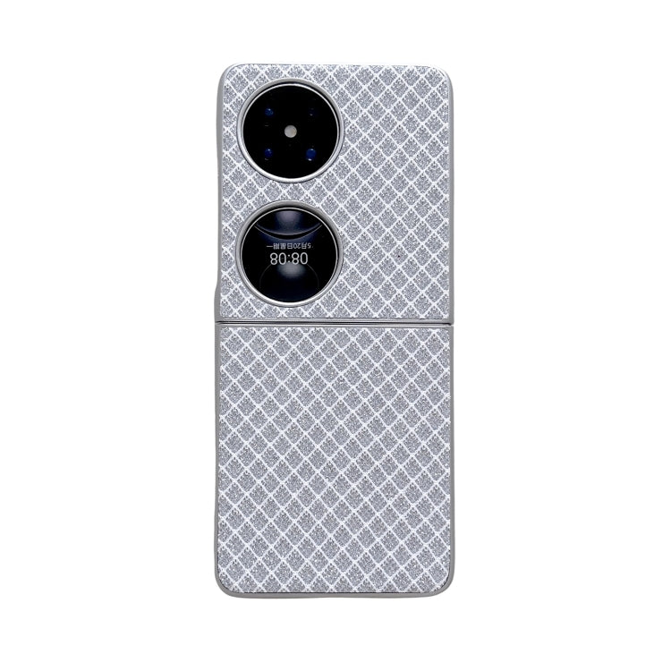 Funda para Teléfono Huawei P50 Pocket con Rombos y Brillantes (Plateada)