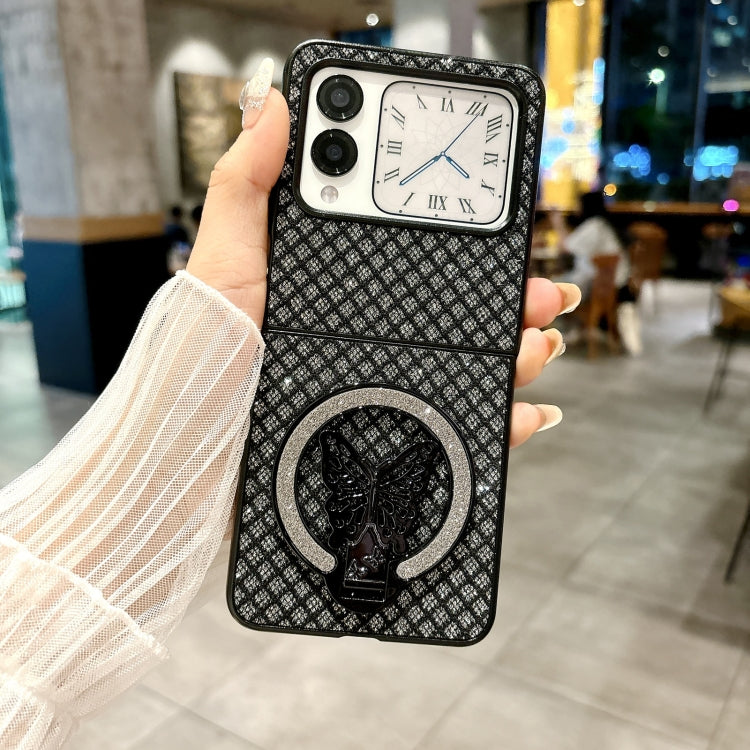Funda para Huawei Nova Flip con Diseño de Rombos y Diamantes Brillantes, Soporte, PC (Negro)