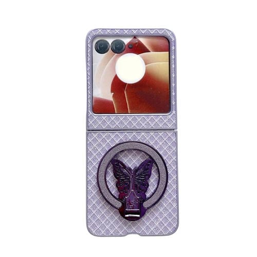 Funda para Teléfono Motorola Razr 50 con Soporte PC Diseño Rombos y Diamantes (Morado)