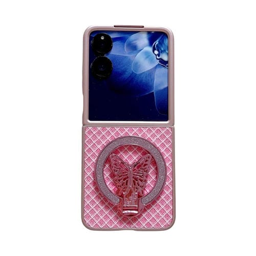 Funda para Teléfono Xiaomi Mix Flip con Rombos y Brillantes para PC con Soporte (Rosa)