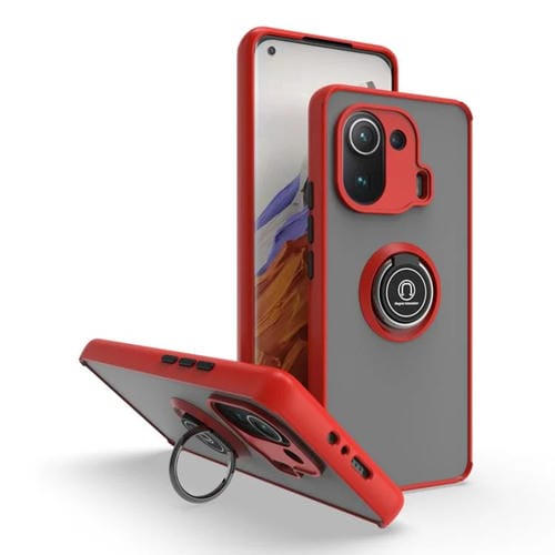 Funda de TPU + PC con anillo para Xiaomi 11 Pro Q Shadow 1 Series (roja)