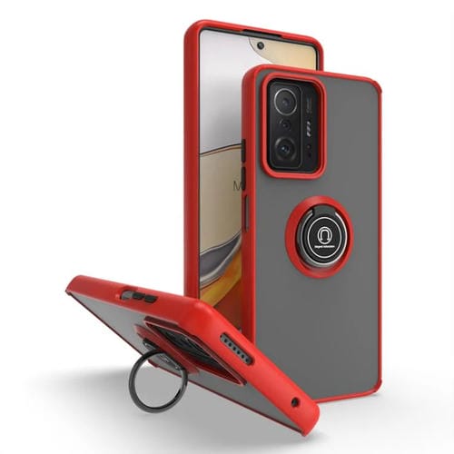 Funda de TPU + PC con anillo para Xiaomi 11T Q Shadow 1 Series (roja)