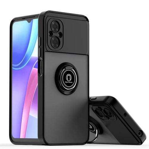 Funda de TPU + PC con anillo para Xiaomi Poco M4 5G Q Shadow 1 Series (negro)