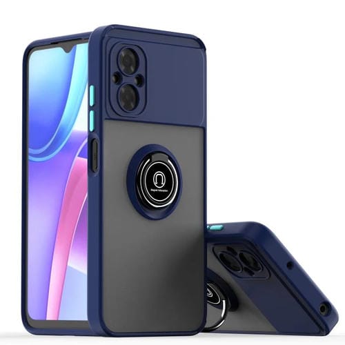 Funda de TPU + PC con anillo para Xiaomi Poco M4 5G Q Shadow 1 Series (azul real)