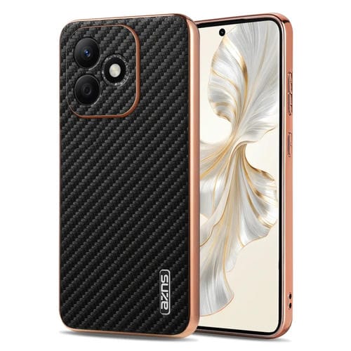 Funda para Teléfono Azns Honor X60I con Textura Fibra de Carbono y Borde Galvanizado (Negra)