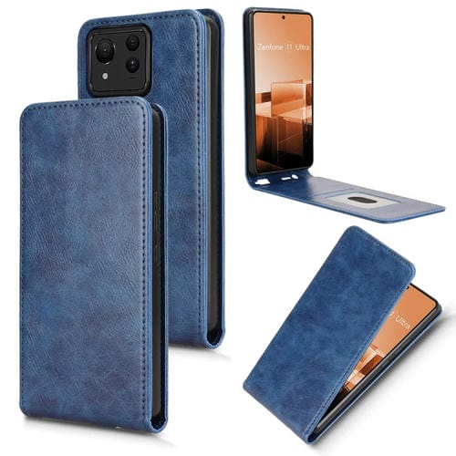 Funda de Cuero con Tapa Vertical Magnética para Asus Zenfone 11 Ultra (Azul)